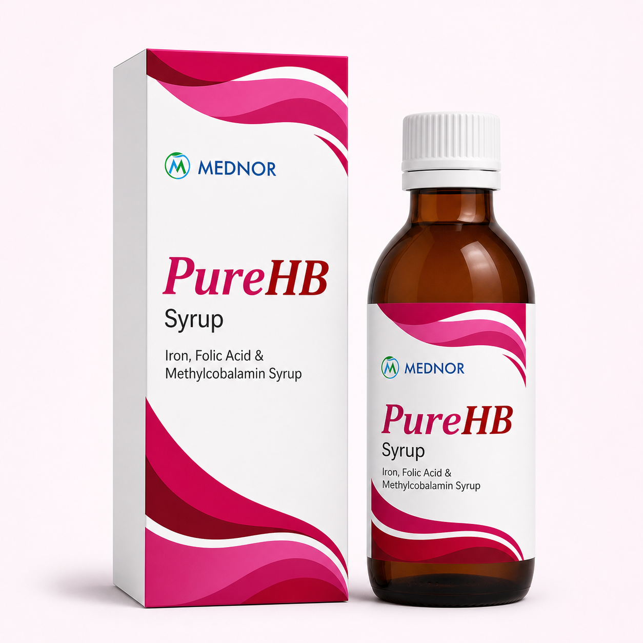 PureHB Iron Folic Acid and Methylcobalamin syrup MEDNOR pack